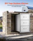 VEVOR 17W x 30H x 21D Inch Outdoor Kitchen Stainless Steel Double Access Drawers with Paper Towel Holder Combo for BBQ Island or Grill Station