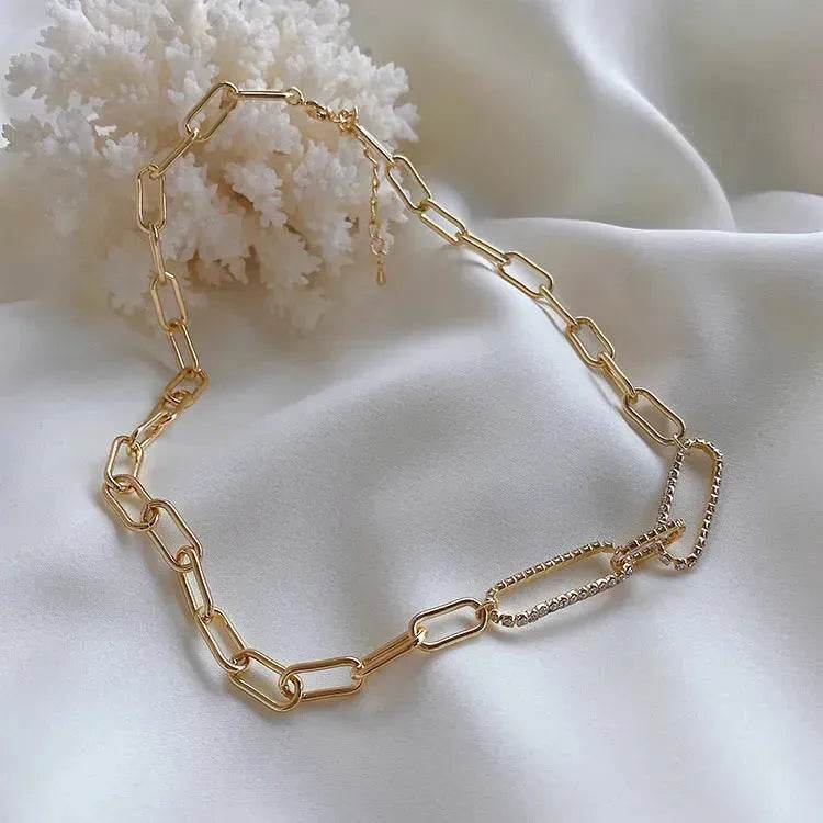 Cold Wind Zircon Gold Chain Necklace for women