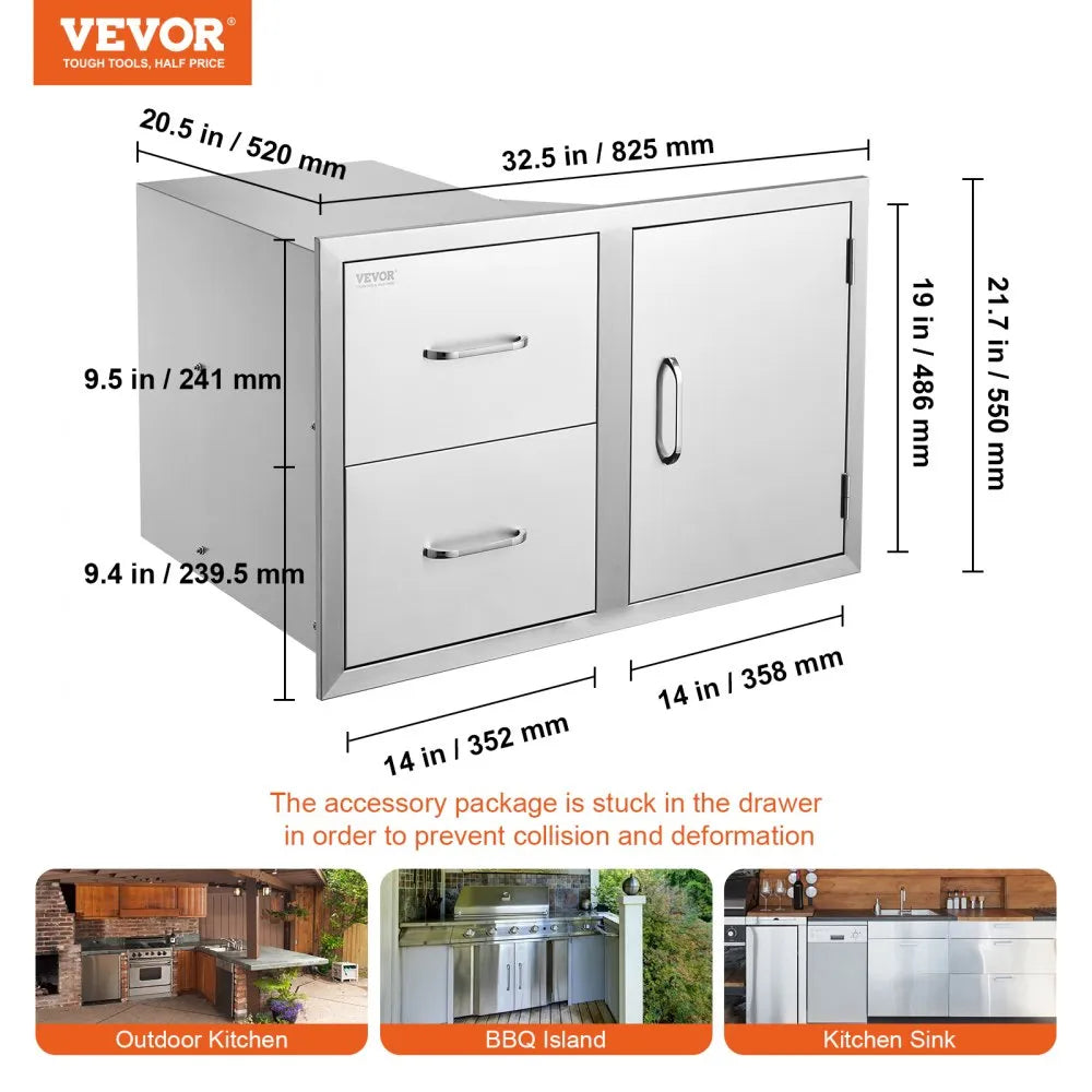 VEVOR Outdoor Kitchen Door Drawer Combo 32.5\