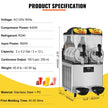 VEVOR 2 x 12L / 3.2 Gal Commercial Slush Machine Margarita Smoothie Frozen Drink