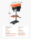 VEVOR 10in Benchtop Drill Press Tabletop Drilling Machine 610-2800RPM Adjustable