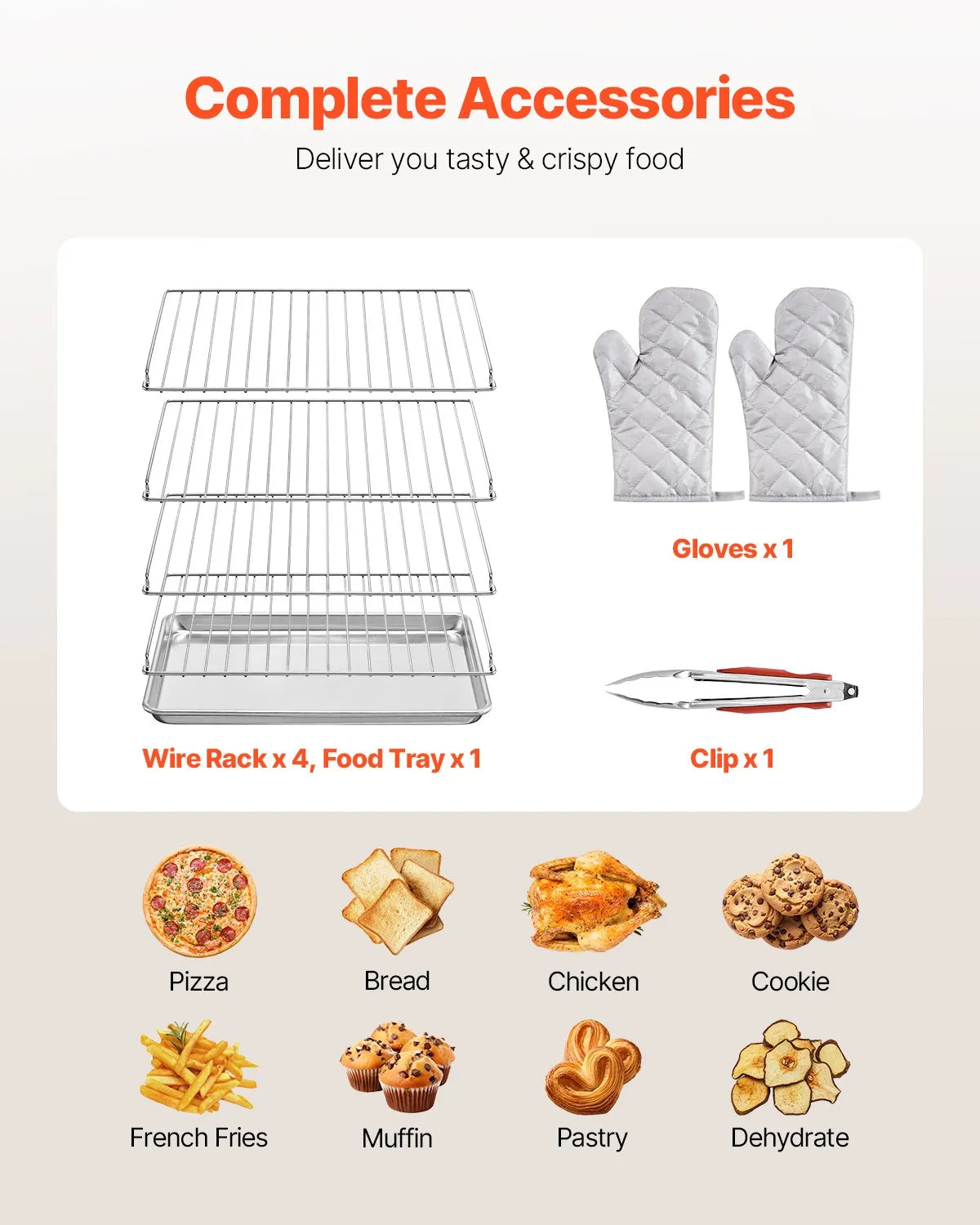 VEVOR 66L Commercial Countertop Oven 2800W Electric Toaster Oven Stainless Steel