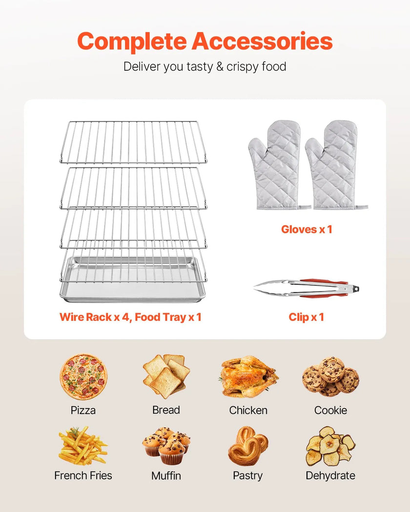 VEVOR 66L Commercial Countertop Oven 2800W Electric Toaster Oven Stainless Steel