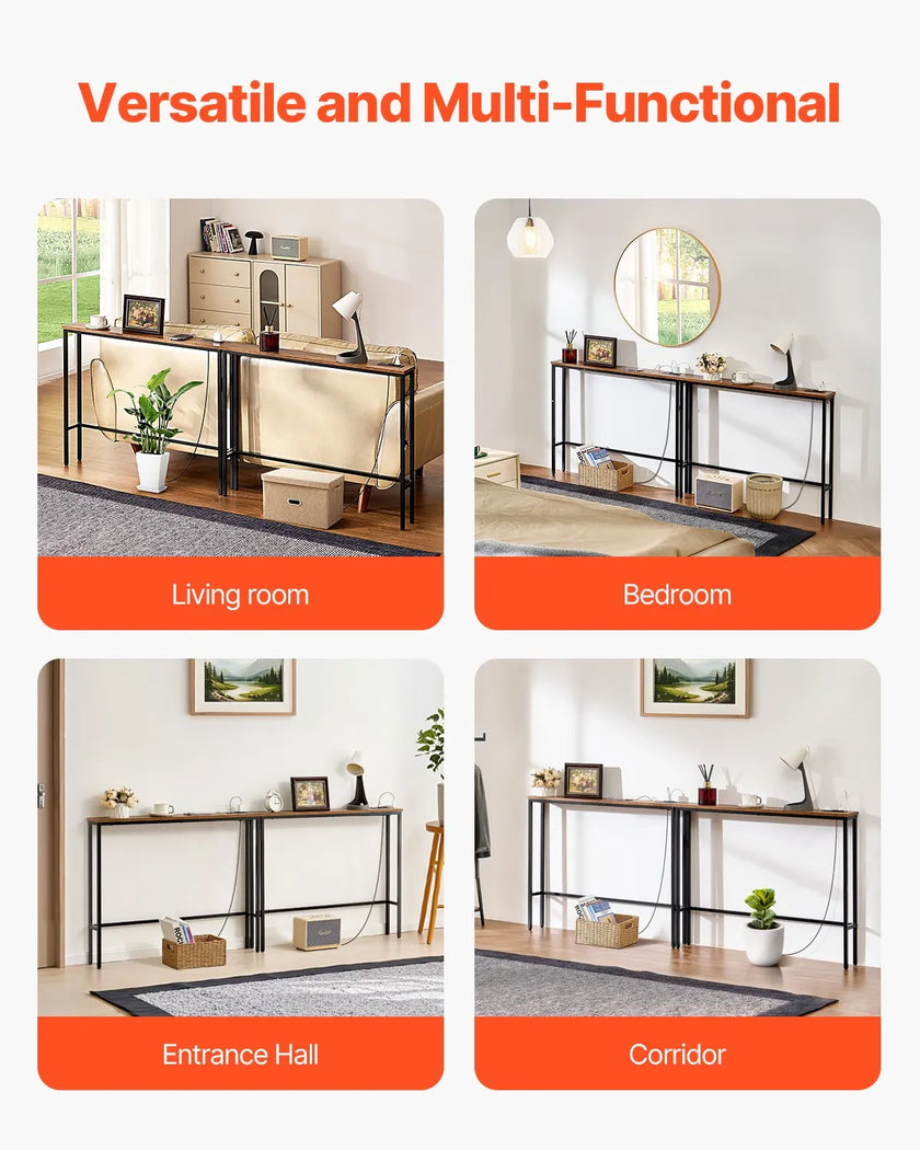 VEVOR Narrow Console Sofa Table Couch Table 2 Pieces for Entryway & Living Room