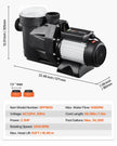 VEVOR 2.5 HP Above Ground Swimming Pool Pump Single Speed 148 GPM 3450 RPM 220V