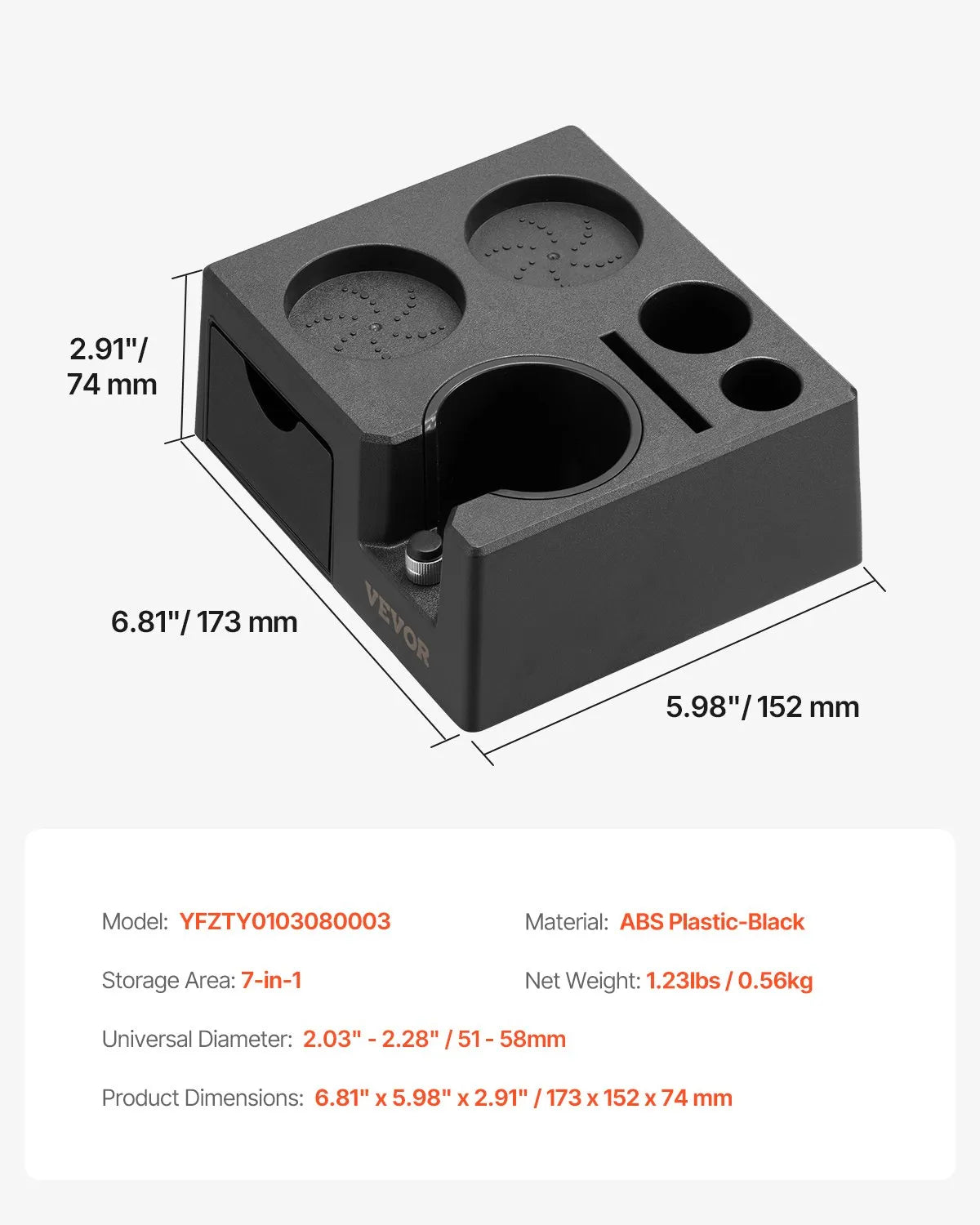 VEVOR ABS Espresso Tamping Station 51-58 mm Station with Detachable Slot