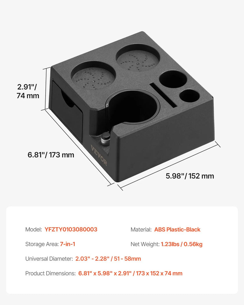 VEVOR ABS Espresso Tamping Station 51-58 mm Station with Detachable Slot