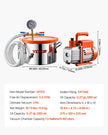 VEVOR 1.5 Gallon Vacuum Chamber 3.5CFM Single Stage Pump Degassing Chamber Kit