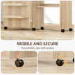 Sewing Machine Cabinet, Folding Sewing Table with Storage Shelf, Bins and Lockable Wheels for Small Space, Nature Wood