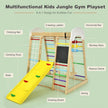 Indoor Playground Climbing Gym Wooden 8-in-1 Climber Playset for Children-Multicolor