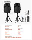 VEVOR 2 X 15 in Speakers Portable PA System 2000W Mixer Bluetooth Mic for DJ