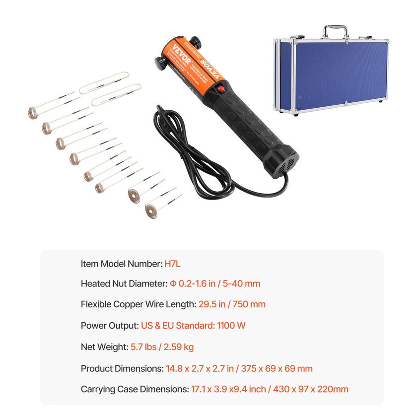 VEVOR 1KW Magnetic Induction Heater Hand-held Induction Heater for Bolts Removal