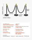 VEVOR 6 Pcs Stanchion Post with 4 Black Velvet Ropes Sand Injection Hollow Base