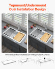 VEVOR 33in Farmhouse Sink Topmount Undermount Kitchen Single Bowl Basin Fireclay