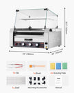 VEVOR 30 Hot Dog 11 Roller Electric Grill Cooker Machine Bun Warmer Cover 1950W