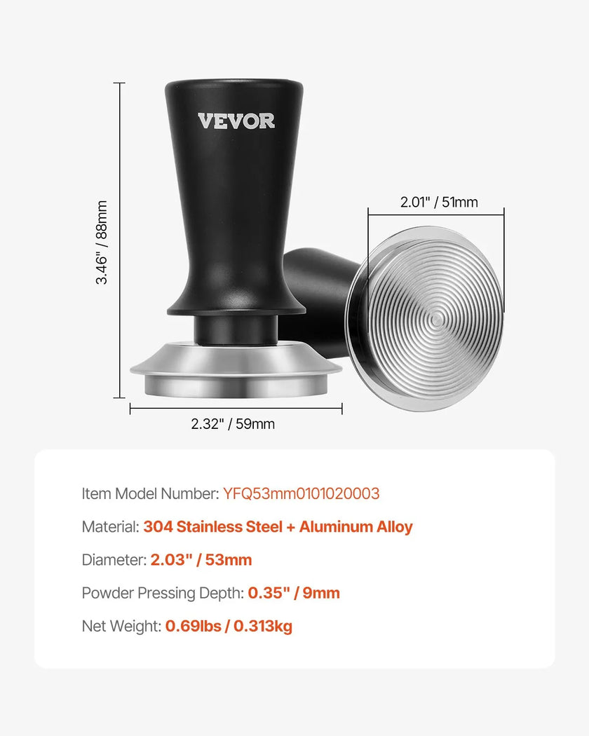 VEVOR 51mm Espresso Tamper Stainless Steel Coffee Tamper with Spring