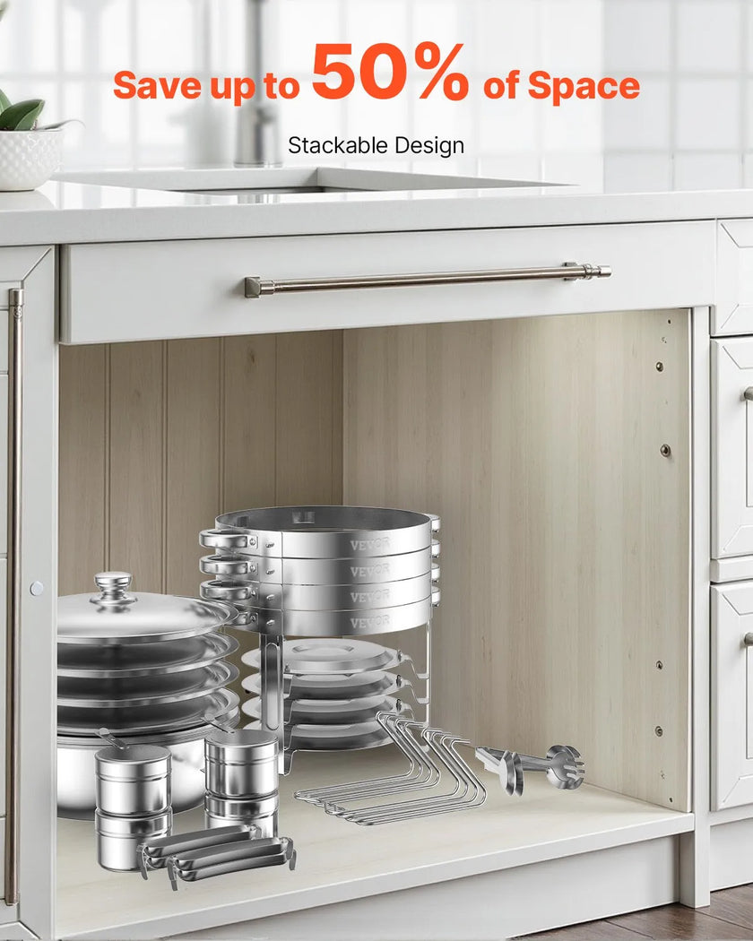 VEVOR 5 Qt 2 Pack Round Chafing Dish Buffet Set Full-Size Pan Stainless Steel