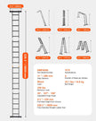 VEVOR Multi-Purpose Folding Ladder 7-in-1 5 Step 19ft Reach Height for Work