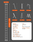 VEVOR Multi-Purpose Folding Ladder 7-in-1 5 Step 19ft Reach Height Metal