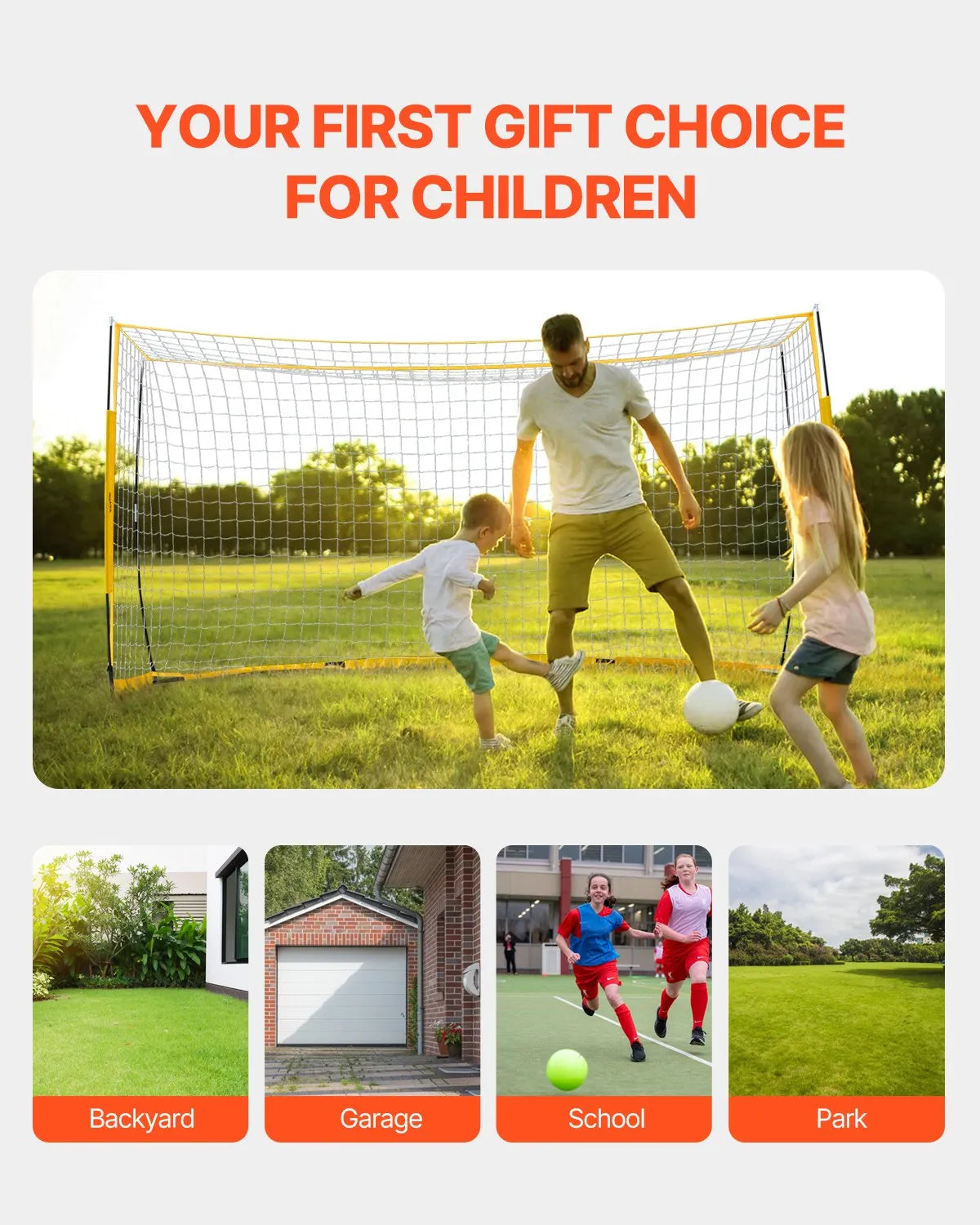 VEVOR 12x6 ft Portable Soccer Goal Kids Soccer Net Carry Bag Backyard Training