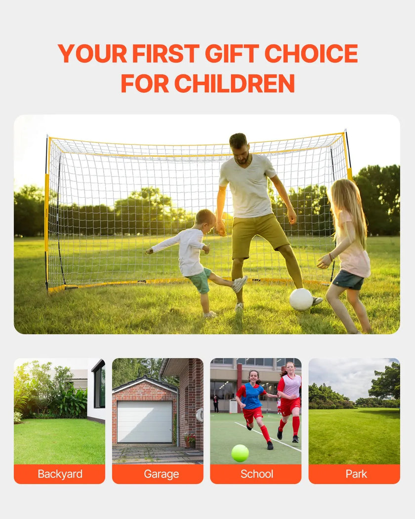 VEVOR 12x6 ft Portable Soccer Goal Kids Soccer Net Carry Bag Backyard Training