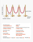 VEVOR 4 Pcs Gold Stanchion Post 3 Red Velvet Ropes Sand Injection Hollow Base