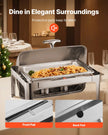 VEVOR 9Qt Rectangle Roll Top Chafing Dish Set with Full-Size Pan Stainless Steel