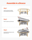 VEVOR 8 Qt 4 Pack Rectangle Chafing Dish Buffet Set Fullsize Pan Stainless Steel