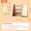 VEVOR 4-Tier Kids Wooden Bookshelf, Six-Layer Sling Bookcase, Baby Storage Book Rack, Book Toy Organizer Cabinet, for Kids Room, Playroom, Kindergarten, Nursery