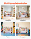 VEVOR 4-Tier Large Kids Toy Storage and Bookshelf with 8 Plastic Bins White