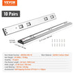 VEVOR 10 Pairs of 22 Inch Drawer Slides Side Mount Rails, Heavy Duty Full Extension Steel Track, Soft-Close Noiseless Guide Glides Cabinet Kitchen Runners with Ball Bearing, 100 Lbs Load Capacity
