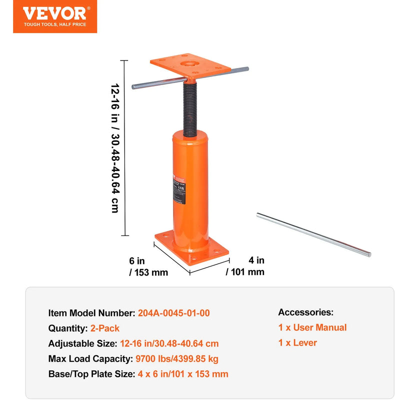 VEVOR 2PCS Adjustable Floor Jack Post House Floor Leveling Lift 12