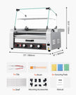 VEVOR 18 Hot Dog 7 Roller Electric Grill Cooker Machine Bun Warmer Cover 1200W