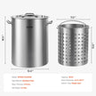 VEVOR 36QT Stainless Steel Stockpot Cooking Kitchen Sauce Pot with Basket Lid