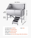 VEVOR 62 Inch Dog Grooming Bath Tub Stainless Steel w Ramp Water Filter