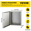 VEVOR NEMA Steel Enclosure, 20 x 16 x 6'' NEMA 4X Steel Electrical Box, IP66 Waterproof & Dustproof, Outdoor/Indoor Electrical Junction Box, with Mounting Plate