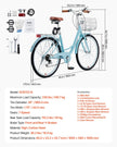 VEVOR 26-Inch Cruiser Bike 7-Speed Light Blue Beach Cruiser Bike with Basket
