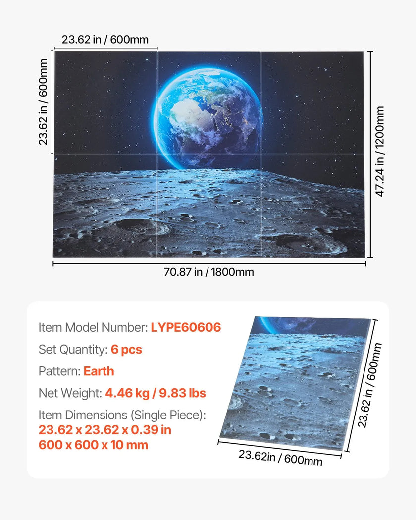 VEVOR 6 Pack Art Acoustic Panels 23.6 x 23.6 inch Self Adhesive for Home Earth