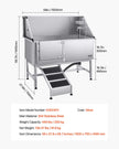 VEVOR 62 Inch Dog Grooming Bath Tub Stainless Steel w Ramp Water Filter Left