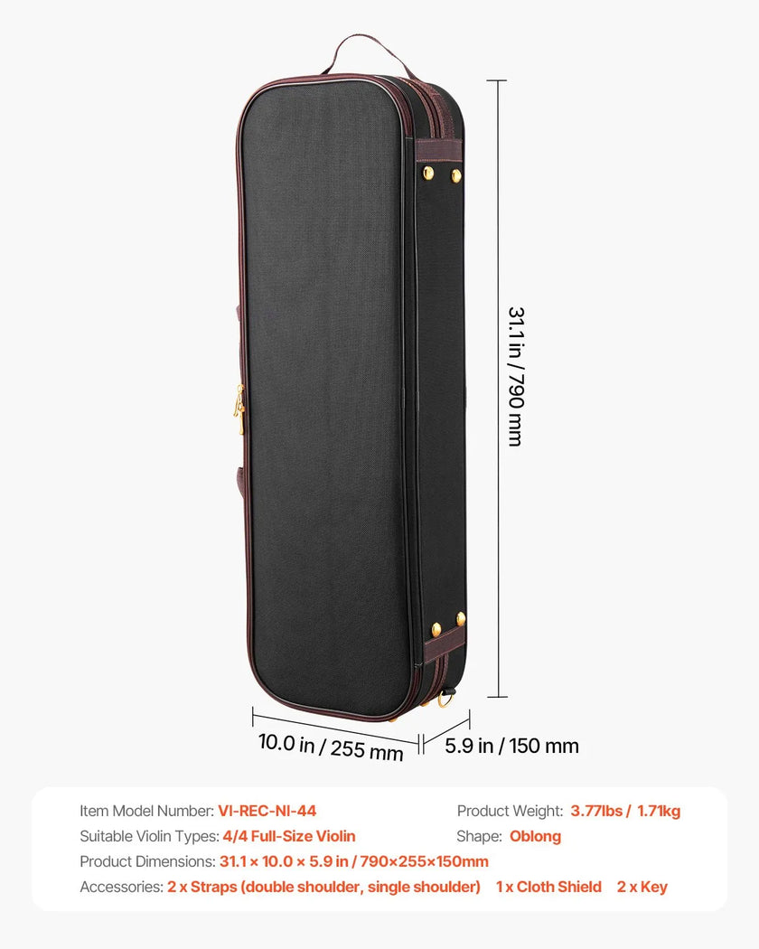 Portable Nylon Fabric 4/4 Full Size Violin Case Anti-Scratch Travel Carrying Bag