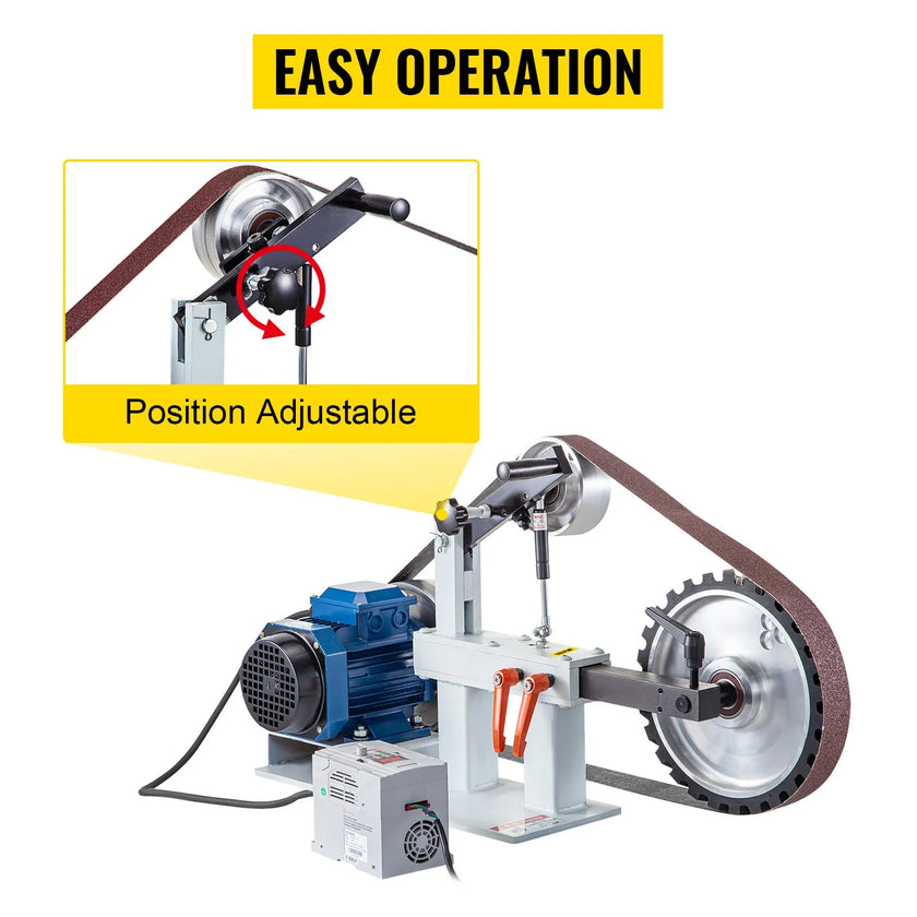 VEVOR 2Hp Belt Grinder 2 x 82inch Variable Speed Belt Sander with 3 Grinding Wheel Bench Sander 12inch Wheel and Flat Platen Tool Rest for Knife Making