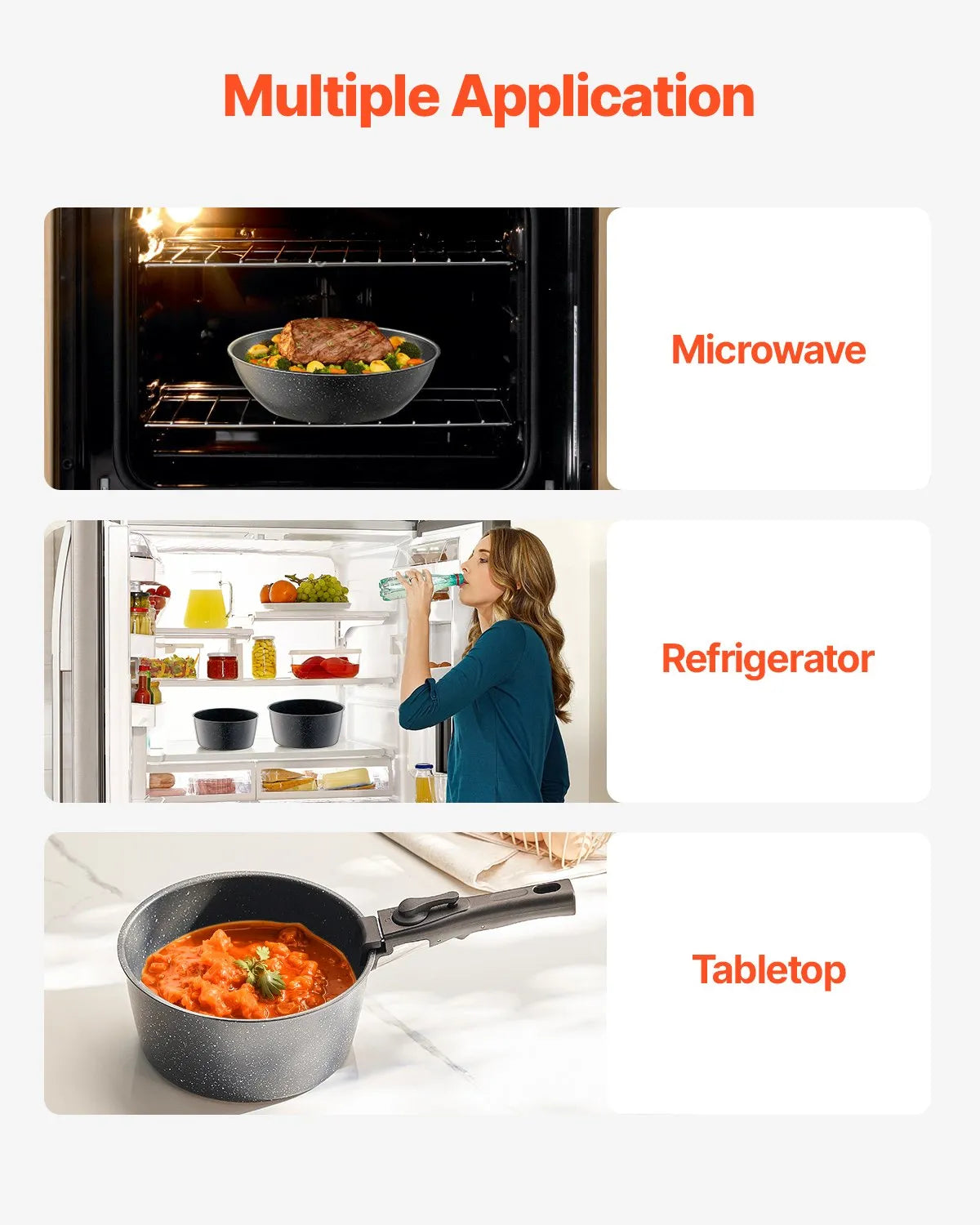 VEVOR 17 Piece Pots and Pans Set Granite Nonstick Kitchen Cookware Black