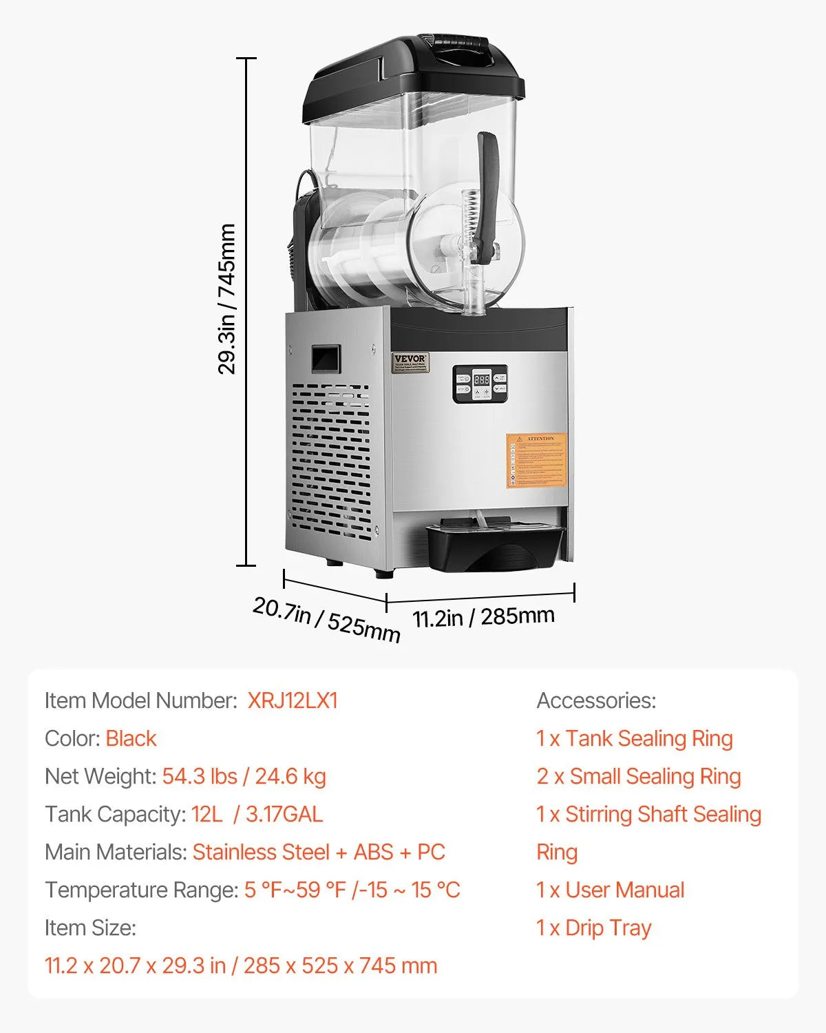 VEVOR 12L Commercial Slushy Machine Margarita Smoothie Frozen Drink Maker