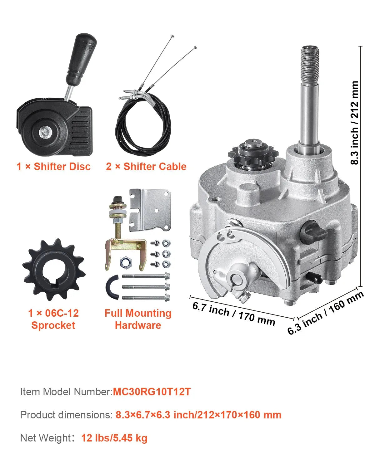 VEVOR 2300 RPM Drive Clutch High-Strength Clutch with 2-7HP Engine & Shift Mode