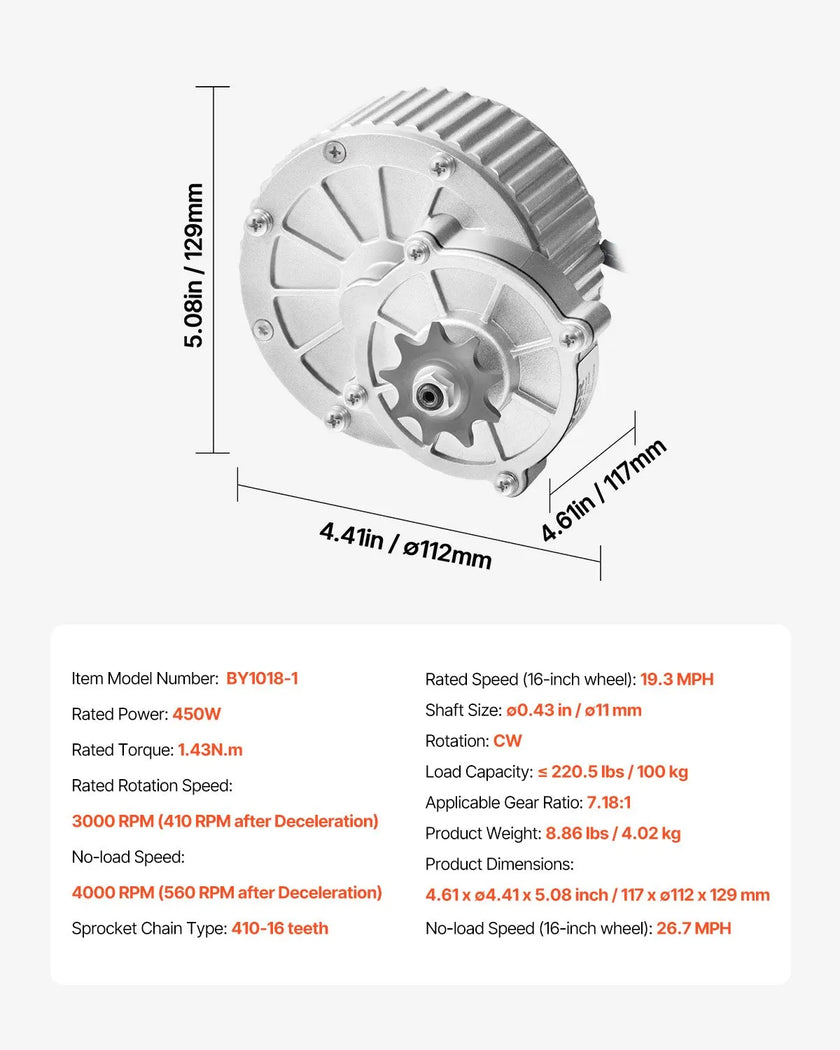 VEVOR 450W Electric Brushed DC Motor Kit 36V 3000rpm Motor with Speed Controller