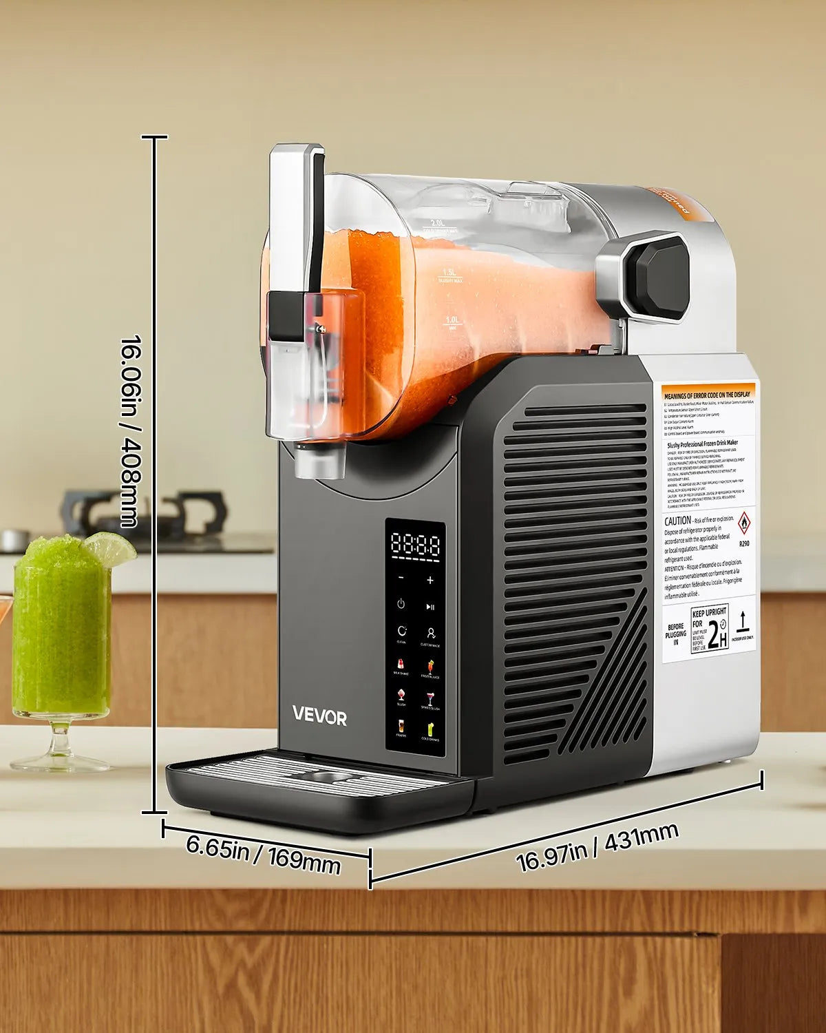 VEVOR 2L Slushy Machine No Ice Needed Frozen Drink Maker 6 Preset Programs Home