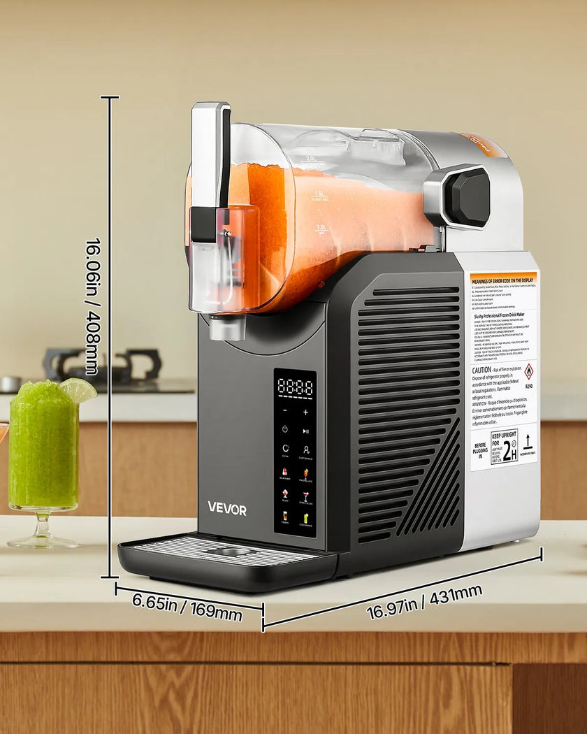 VEVOR 2L Slushy Machine No Ice Needed Frozen Drink Maker 6 Preset Programs Home