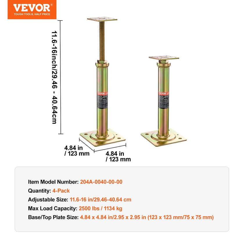 VEVOR 4PCS Adjustable Floor Jack Post House Floor Leveling Lift 11.6