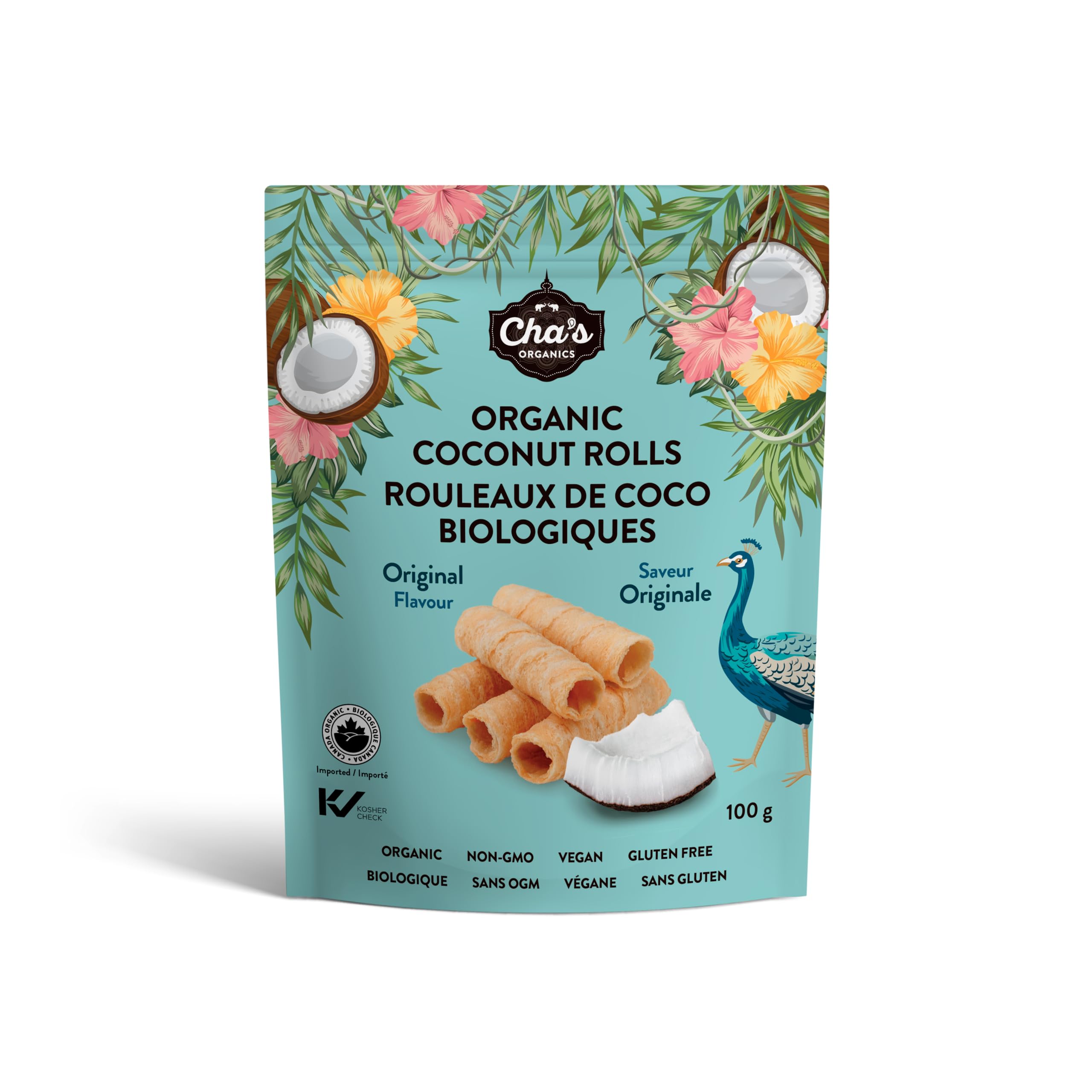 Cha's Organics - Organic Coconut Rolls - Original (100g)