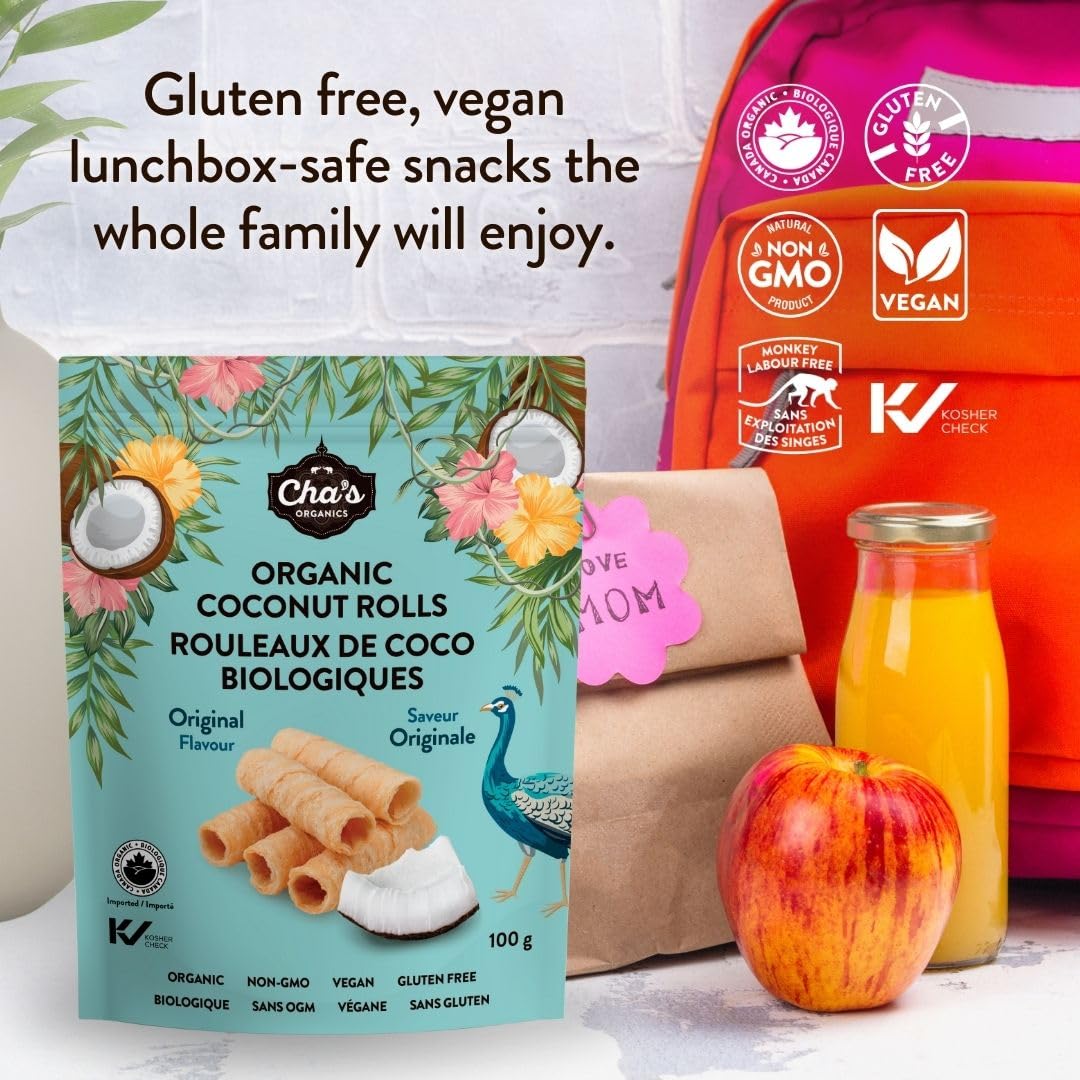 Cha's Organics - Organic Coconut Rolls - Original (100g)
